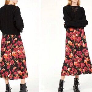 The Kooples floral silk midi skirt NWOT